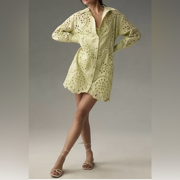 Anthropologie Dresses & Skirts - ANTHROPOLOGIE CUT OUT MINI SHIRT DRESS WITH LINING NWT SIZE SMALL